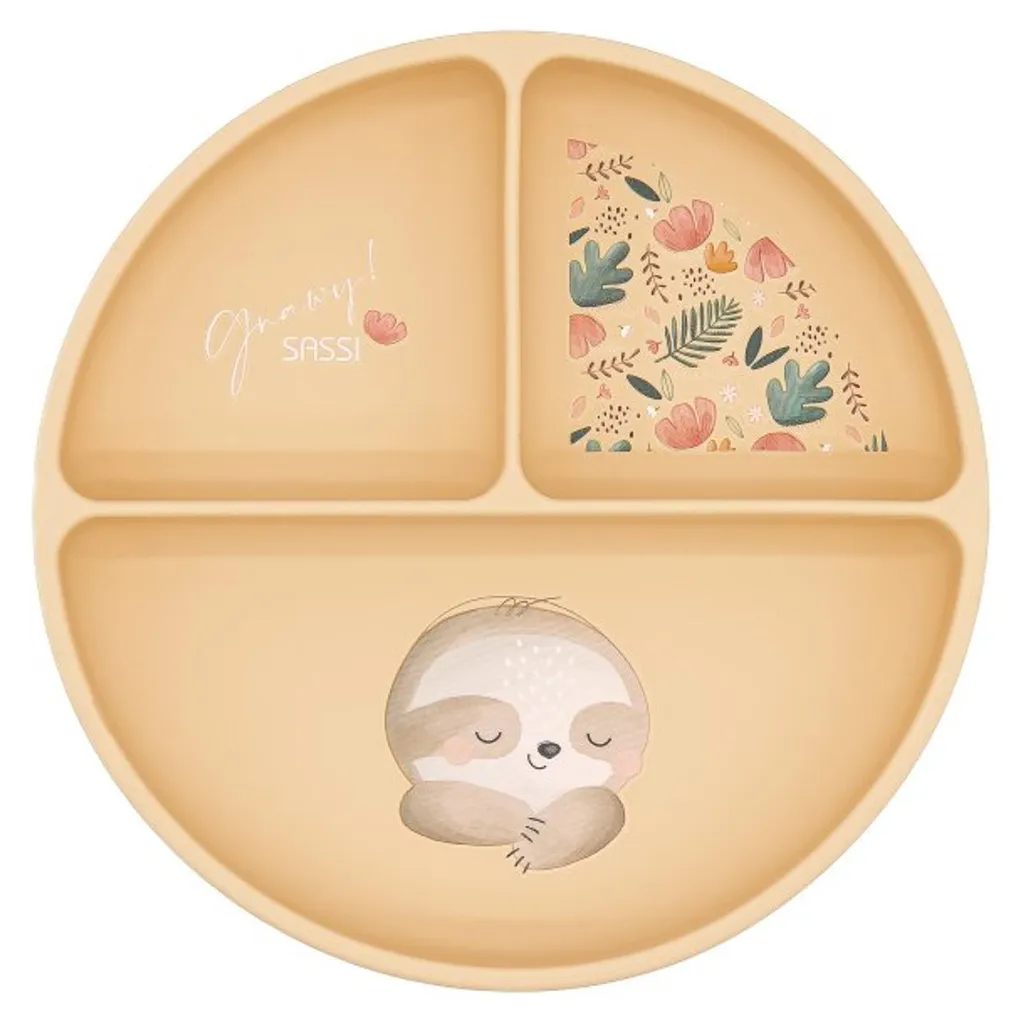 Assiette bébé ventouse antidérapante en silicone souple couleur rose
