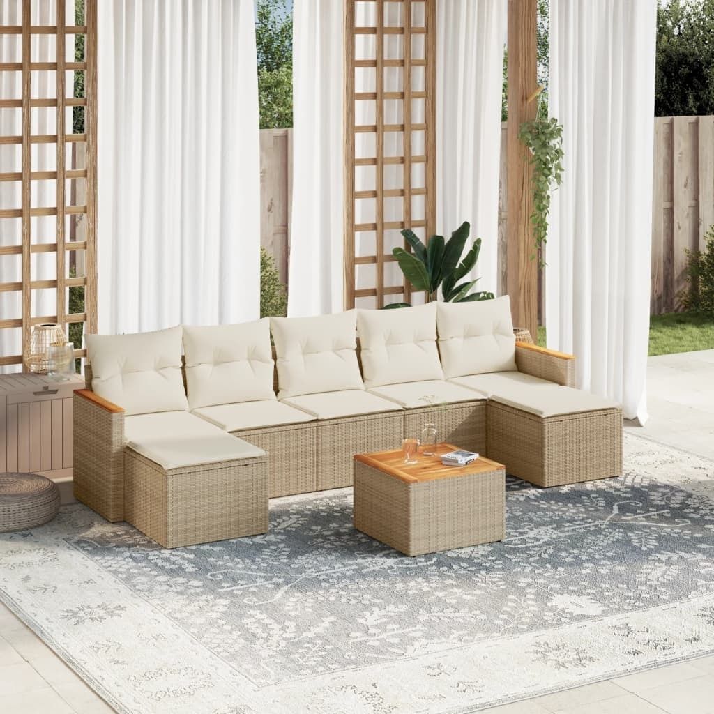 Maison Exclusive - 8-tlg. Garten-Sofagarnitur mit Kissen Beige Poly Rattan