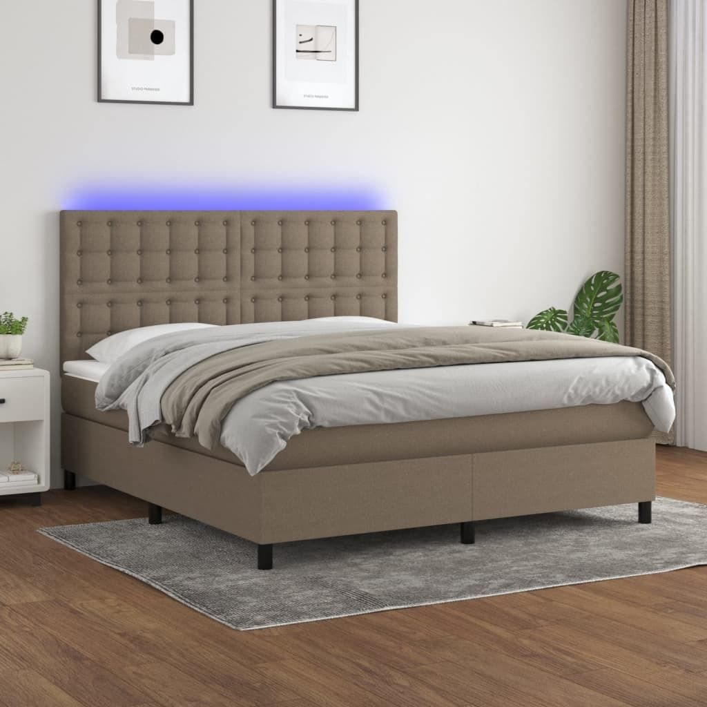 Maison Exclusive - Boxspringbett mit Matratze & LED Taupe 180x200 cm Stoff