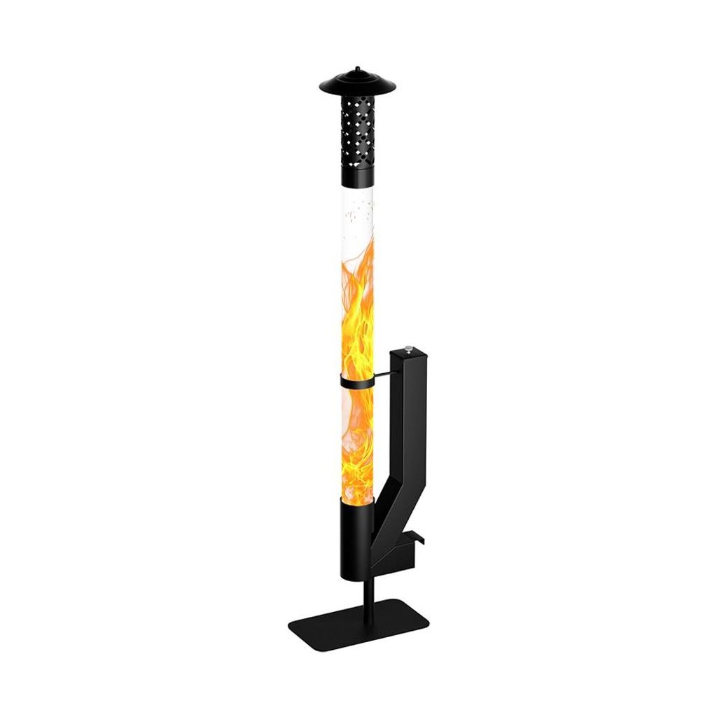 MEULBATY Feuersäule 157cm Edelstahl Pelletfackel, raucharmer Pelletofen für Terrasse & Garten mit Borosilikatglasrohr