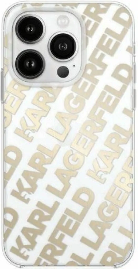 Cover iPhone 15 Pro Max Karl Lagerfeld Rigida IML Gold Logo Originale