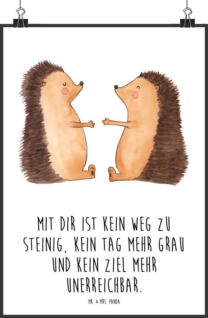 Mr. & Mrs. Panda Bild Igel Liebe DIN A0 - Weiß - Geschenk, wanddeko, Freundin, drucke, Wandbild, Hochzeitstag, Hochzeit, Wandschmuck, Plakat