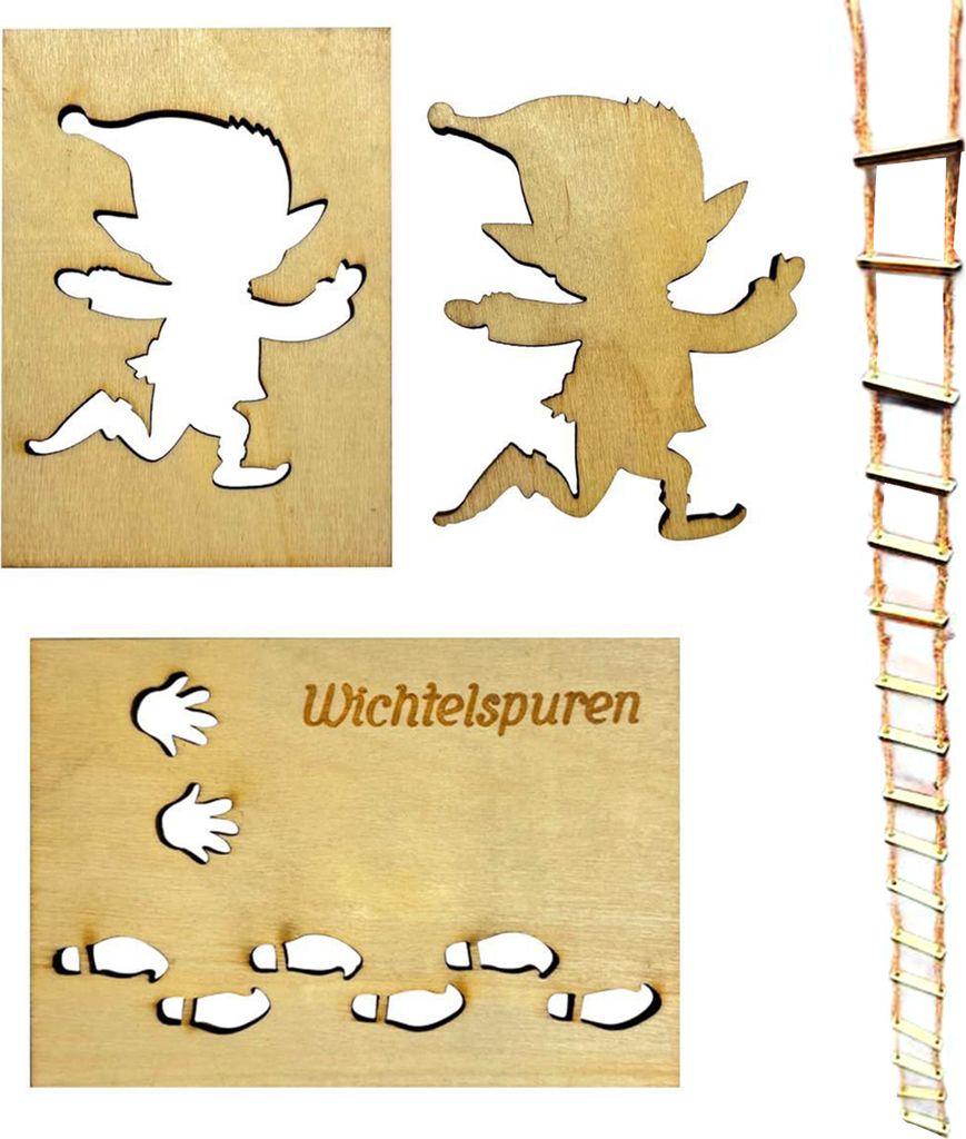 4-teiliges Set aus Hand- und Fußabdruckschablonen mit Leiter für Zwerge, Mehrzweck-DIY-Wandkunst, Malerei, Bastelprojekt, Dekoration, hölzerne E...