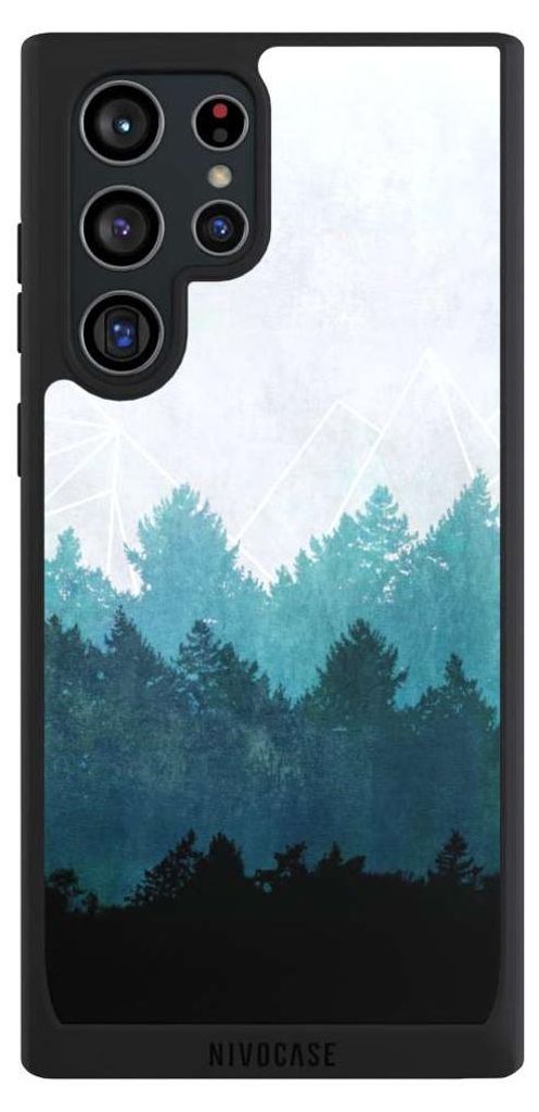 NIVOCASE Handyhülle für Samsung Galaxy S22 Ultra Hülle NIVOpure Case Schwarz Abstrakt Baum Wald