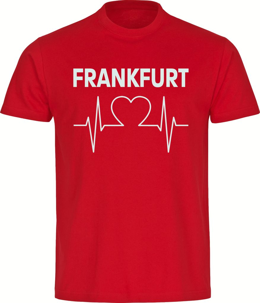 multifanshop Herren T-Shirt - Frankfurt - Herzschlag, rot, Größe 4XL