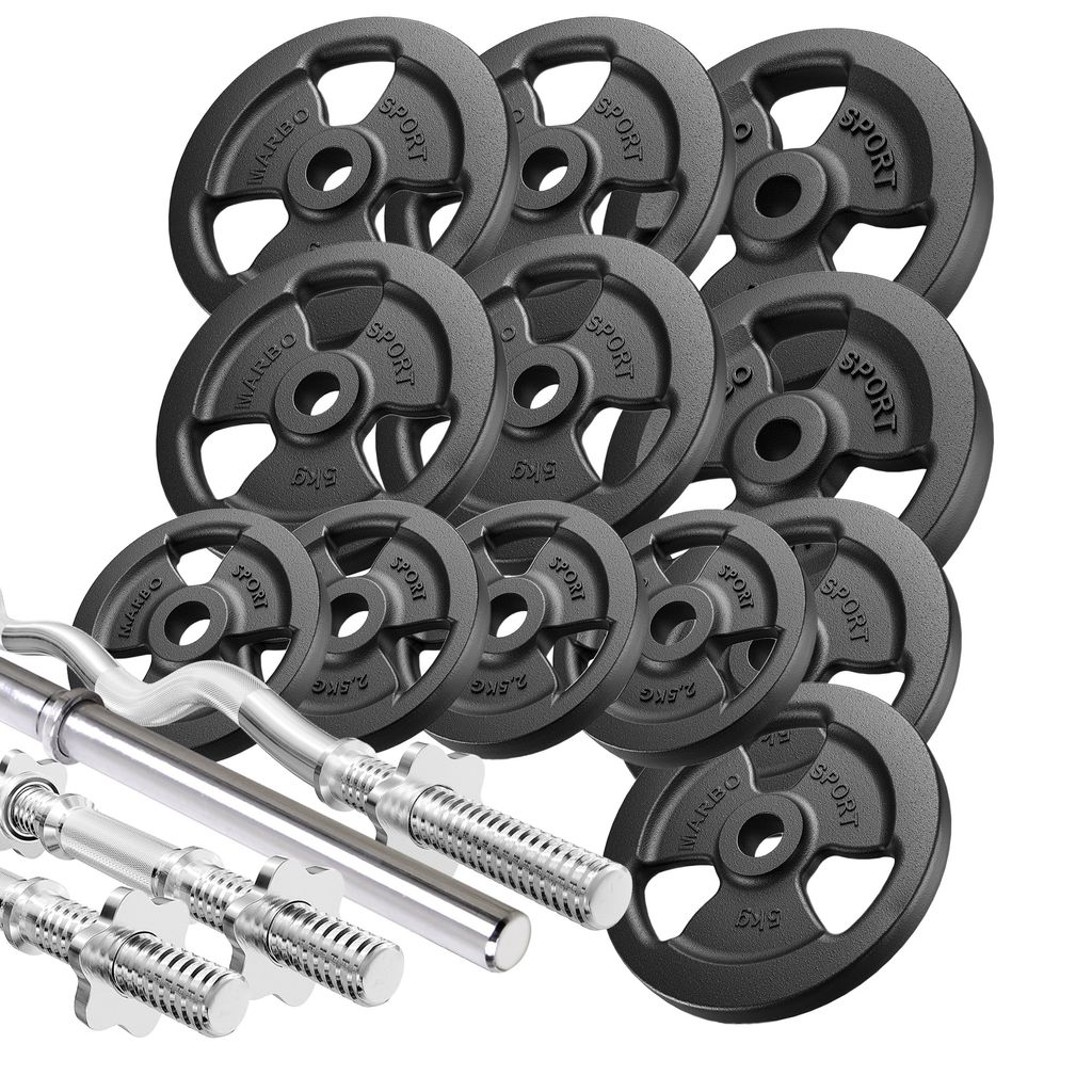Marbo Sport verstärkte Hantelstange- und Hantelscheiben Set 83 kg