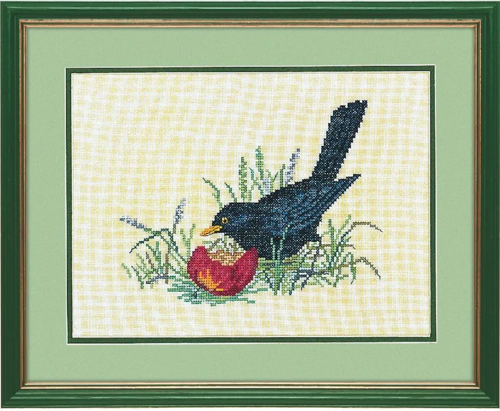 Kit broderie point de croix compté Merle et Pomme Eva Rosenstand
