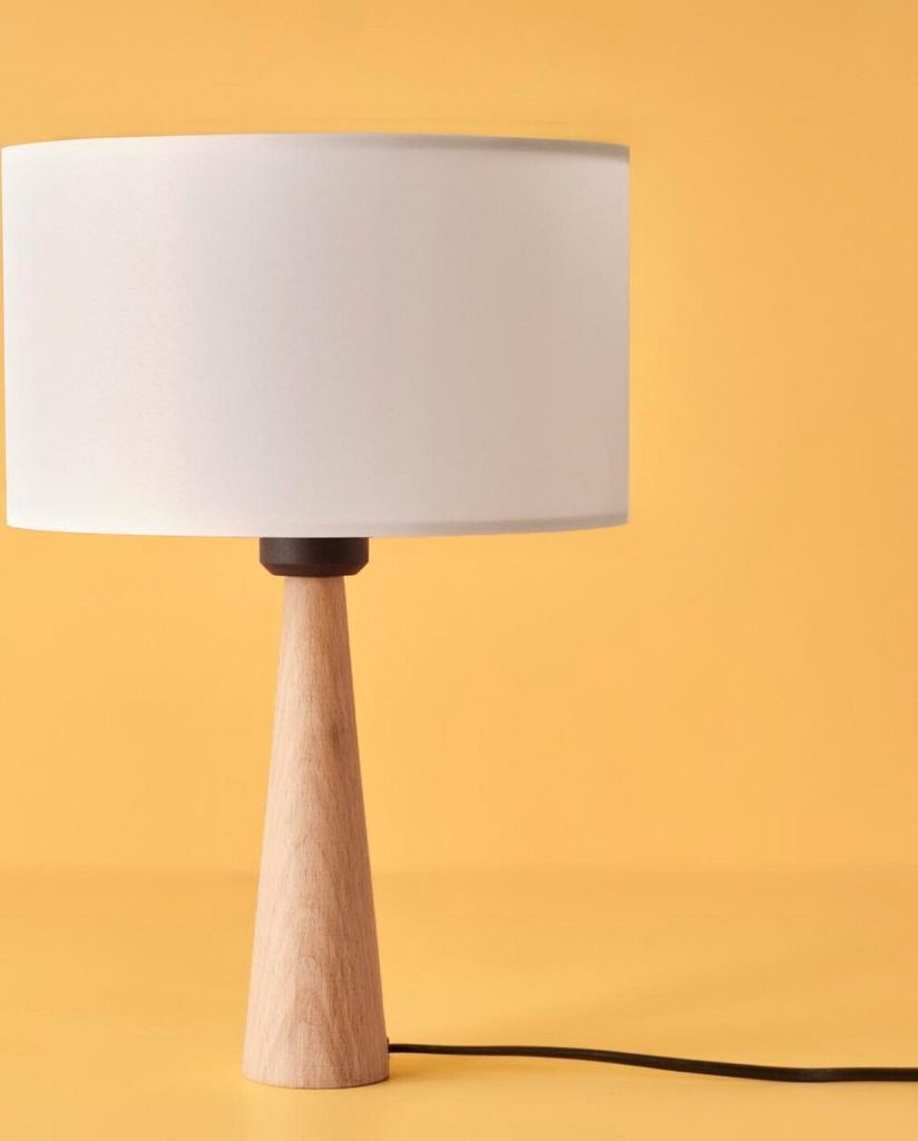 Opviq, AYD-3647,Tischlampe, Creme, HOLZKÖRPER, 24 x 24 x 38 cm
