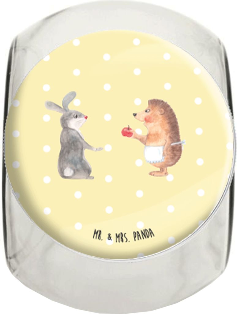 Mr. & Mrs. Panda Bonboniere Hase Igel L 870ml - Gelb Pastell - Geschenk, Trösten, Aufbewahrungsdose, Liebe Spruch, Dekoglas, Kaffeedose, Süßigke...