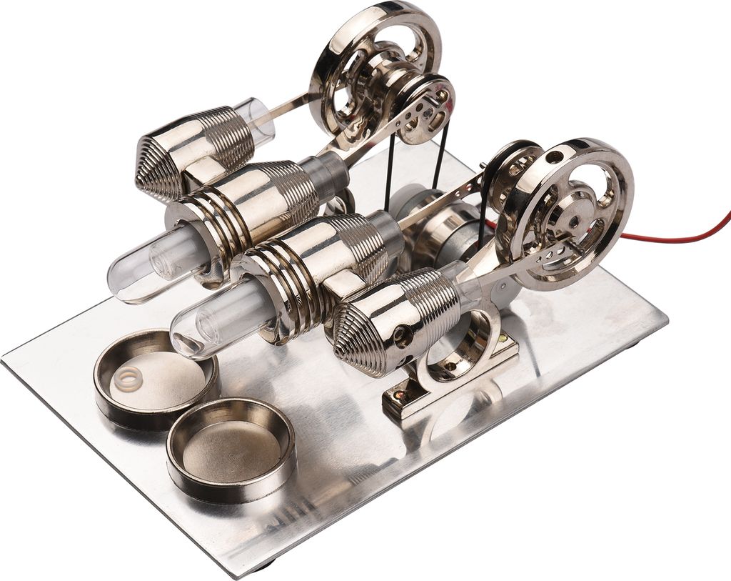 Moteur Stirling - EJ.LIFE - Modèle de micro générateur d'air chaud - LED multicolore - Acier Moteur Stirling - EJ.LIFE - Modèle de micro générateur d'air chaud - LED multicolore - Acier