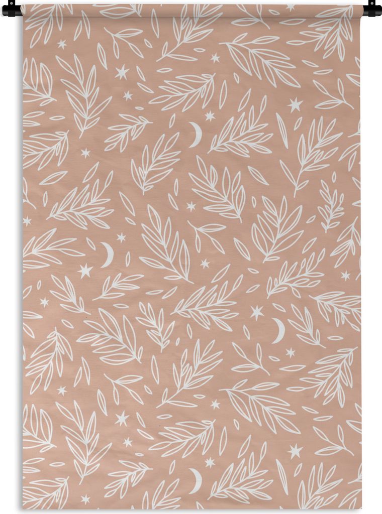 MuchoWow Wandteppich Wandbehang Muster - Rosa - Blätter 120x180 cm Tapisserie Dekoration Wandtuch - Schlafzimmer - Dekorationen für das Haus