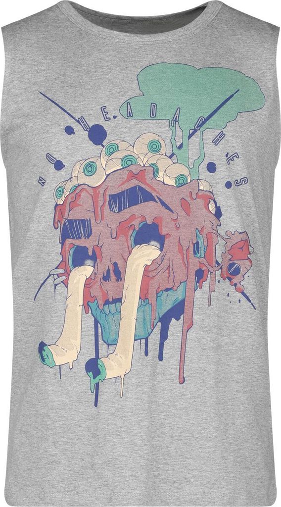 RED by EMP Herren graues Tank-Top mit großem Comic Skull Print M