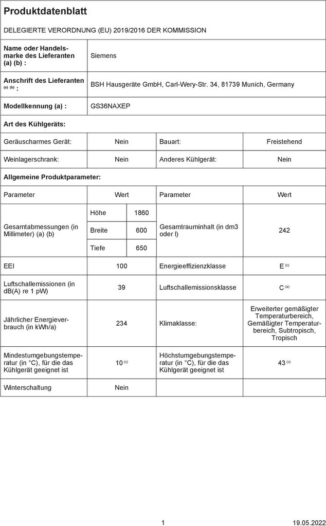 Siemens GS36NAXEP Freistehender Gefrierschrank Produktbild 9
