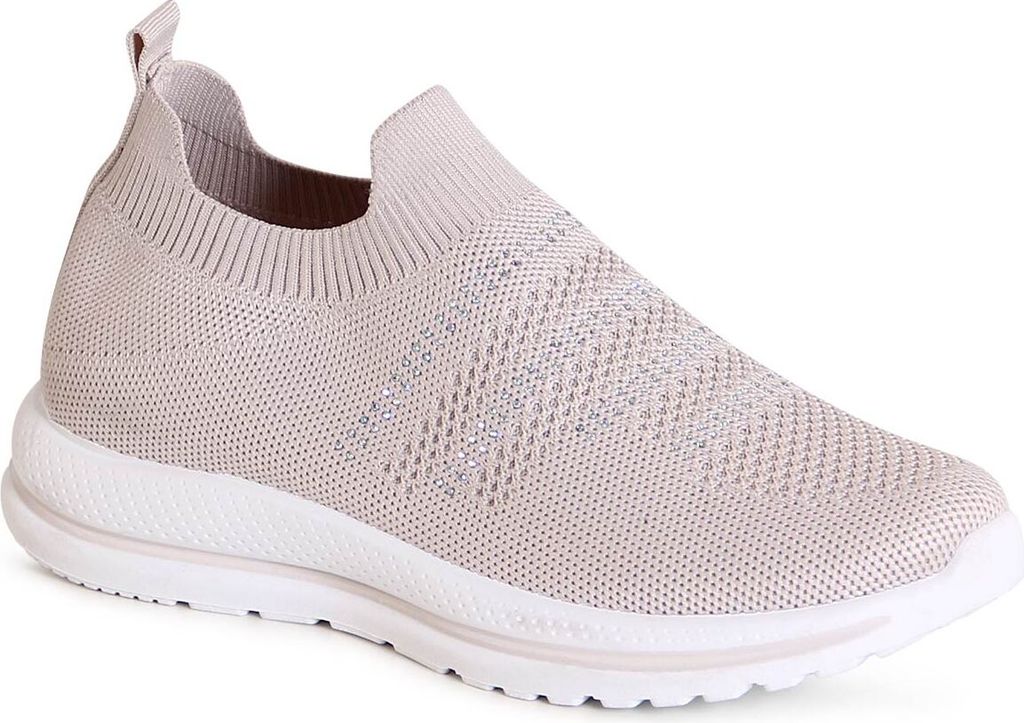 topschuhe24 3152 Damen Glitzer Halbschuhe Light Slipper, Farbe:Beige, Größe:36 EU