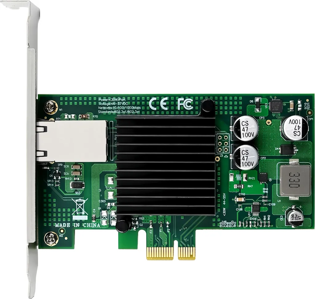 Contrôleur Réseau Ethernet Gigabit InLine PCIe PoE+ pour PC Fixe - 6