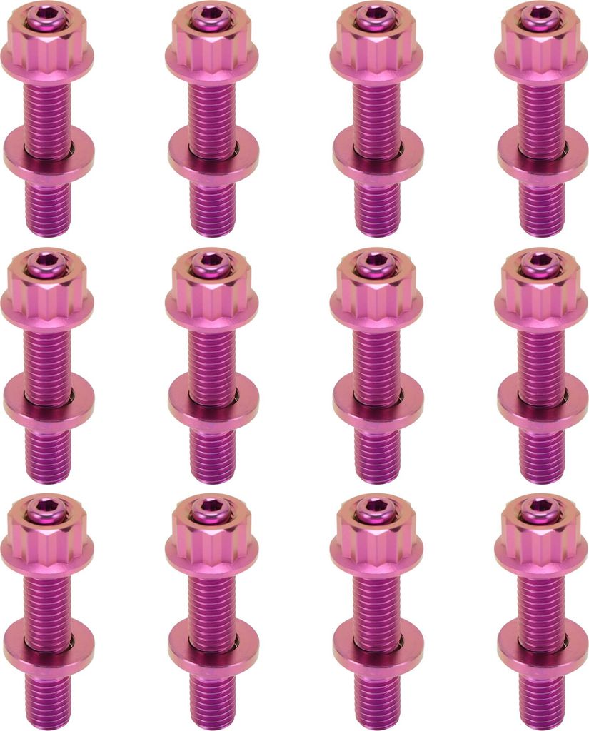 12 Set Titanium Legierung Auspuffkrümmer Schraube M10 X 54mm Steigung 1.5 Auspuffkrümmer Bolzen Kit Schrauben Muttern Unterlegscheiben Lila