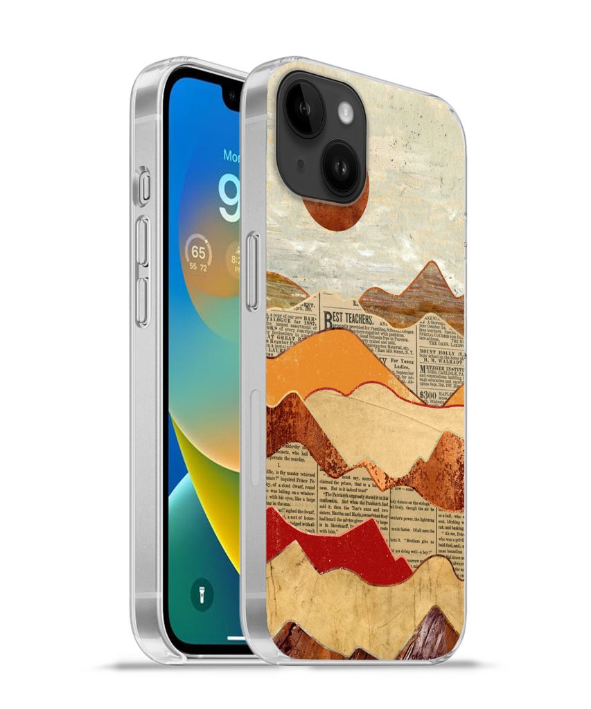 MuchoWow Handyhülle Schutzhülle Hülle für Apple iPhone 14 Plus - Soft case Vintage - Zeitung - Marmor Silikon Softcase Handy Hülle - Abbildung
