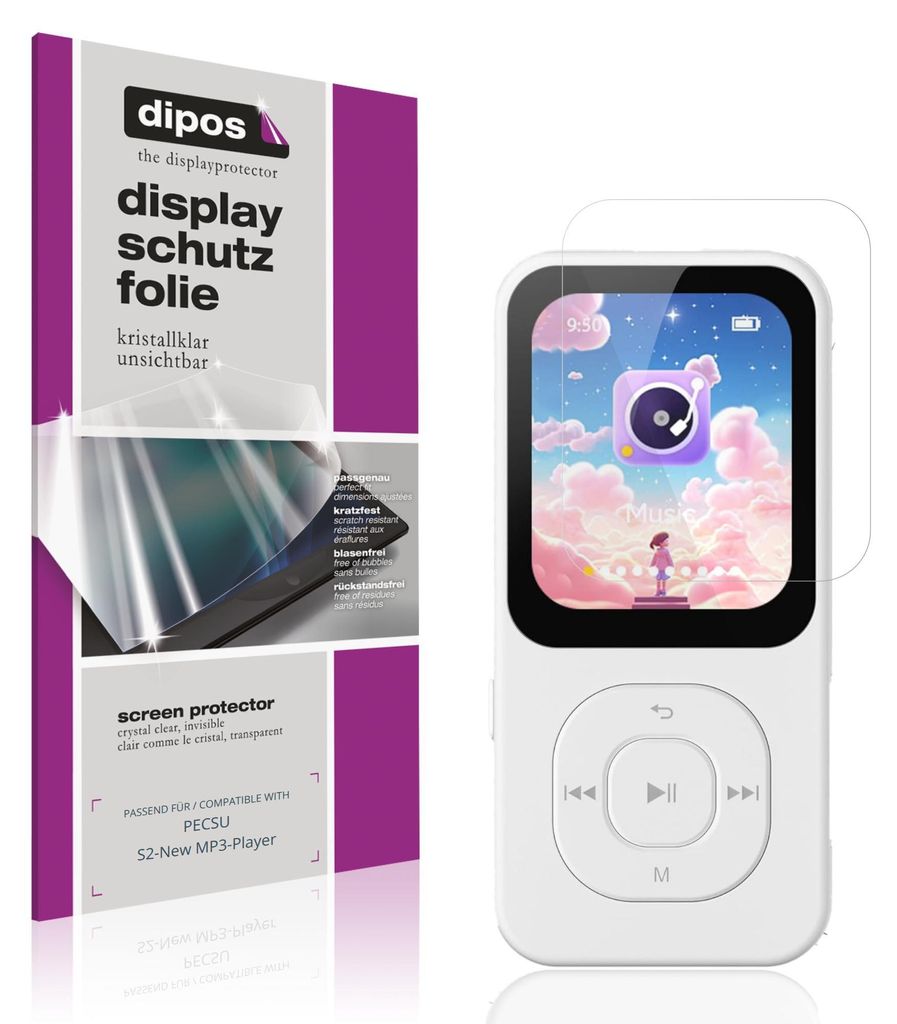 4x Schutzfolie für PECSU S2-New MP3-Player klar Displayschutzfolie Folie Display Schutz dipos
