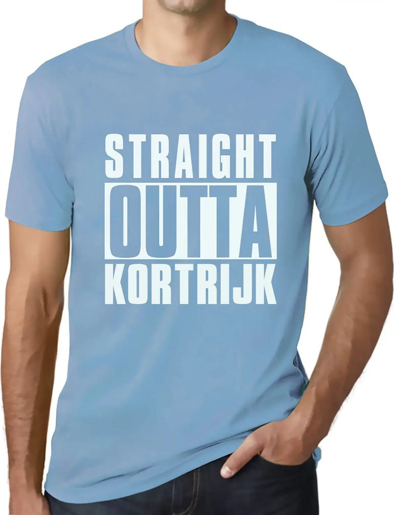 Herren Grafik T-Shirt Straight Outta Kortrijk Öko-Verantwortlich Vintage Jahrgang Kurzarm Lustige Druck Geburtstag Geschenk Mann