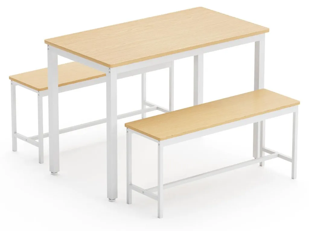 Ensemble de table à manger haute industrielle et ses bancs assortis - 6