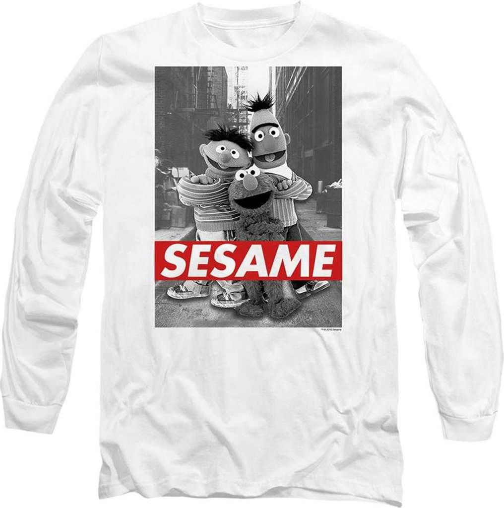 Sesame Street - "Sesame" T-Shirt für Herren/Damen Uni, Langärmlig TV22125 (L) (Weiß)