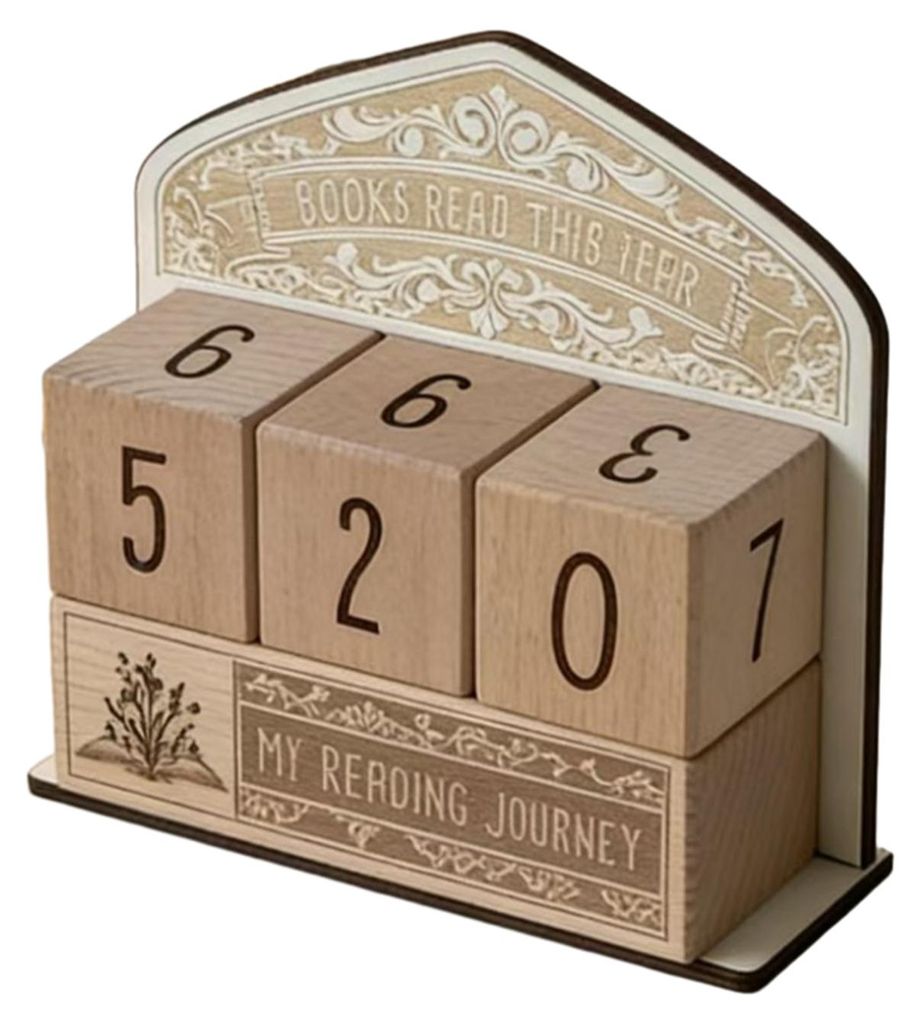 Lesezähler aus Holz, Lesezielanzeige bis zu 999, rustikales Schild für Lehrerinnen und Bücherliebhaberinnen