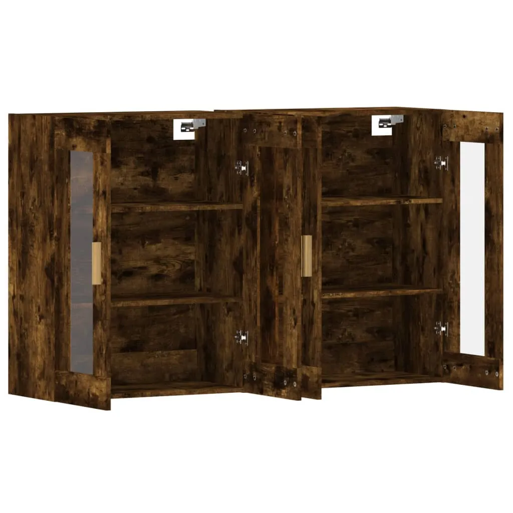 Rangement Mural Salon 2 pcs Chêne Fumé Gain de Place Bois d'Ingénierie