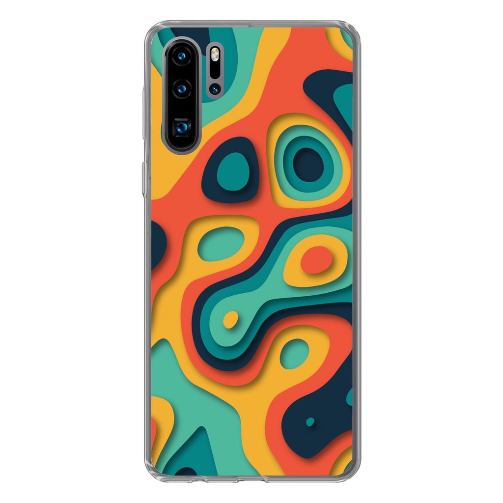 MuchoWow Handyhülle Schutzhülle Hülle für Huawei P30 Pro Kreis - Muster - Farben Silikon Softcase Handy Hülle - Schutzdeckel