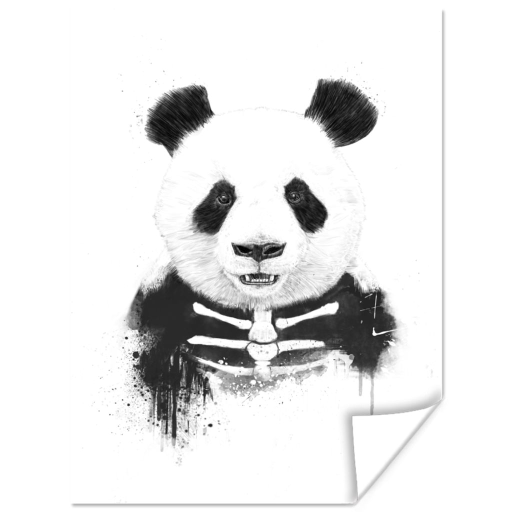 MuchoWow Poster Panda - Skelett - Tiere - Weiß 30x40 cm - Wandplakat - Poster Kinderzimmer