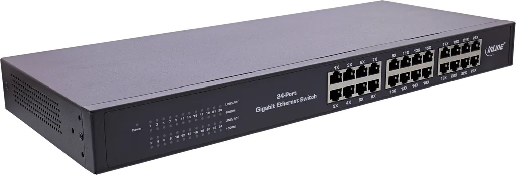 Switch Rete Aziendale InLine 24 Porte Gigabit | Case Metallo 19 Pollici