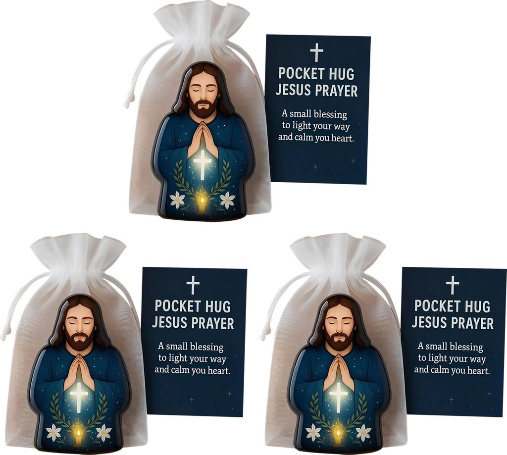 Jesus-Geschenk für die Hosentasche: Segensfigur mit Karte, christliches Erinnerungsstück, religiöses Ornament für christliche Geschenke