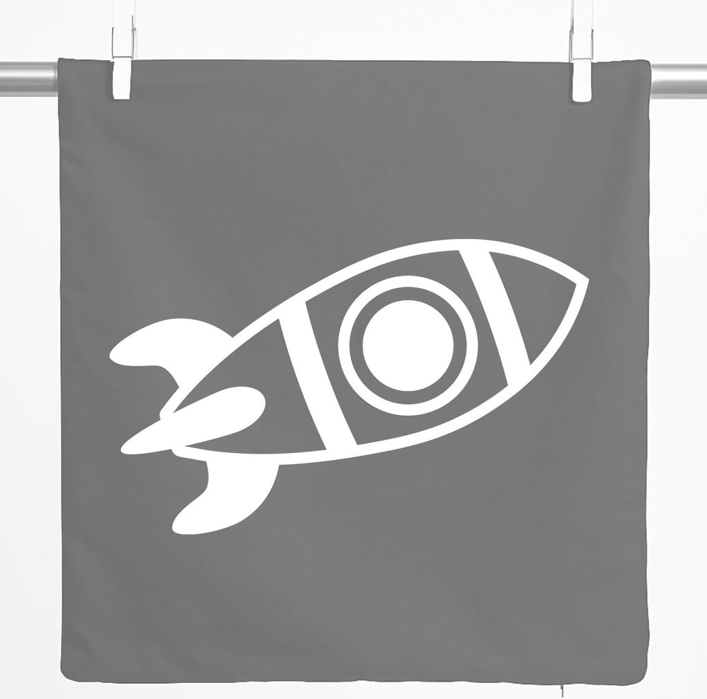 Huuraa Kissenbezug Rakete Raumschiff 40x40cm Steel Grey Baumwolle Dekokissenbezug Geschenkidee