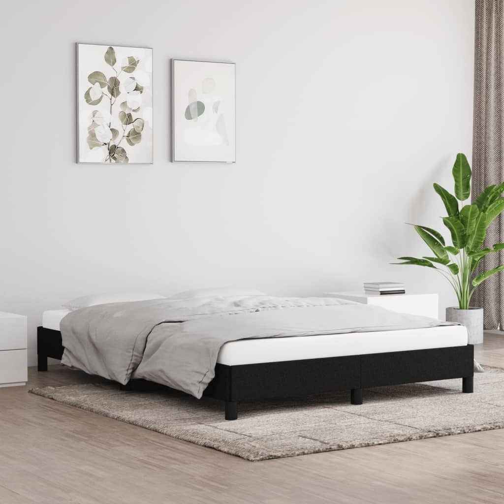 The Living Store Bettgestell Schwarz 140x200 cm Stoff