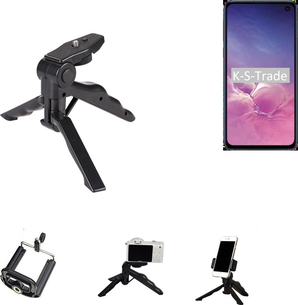 K-S-Trade Stativ Tisch-Ständer Dreibein Handy-Stativ Ständer kompatibel mit Samsung Galaxy S10e (Dual-SIM) Mini-Stativ Smartphone Tripod