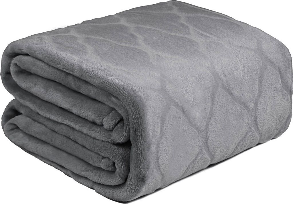 DOMAREX Große, Dicke Winter-Decke 200x220 cm – Sehr warme, weiche Mikrofaser-Plaid für Sofa & Bett, Grau
