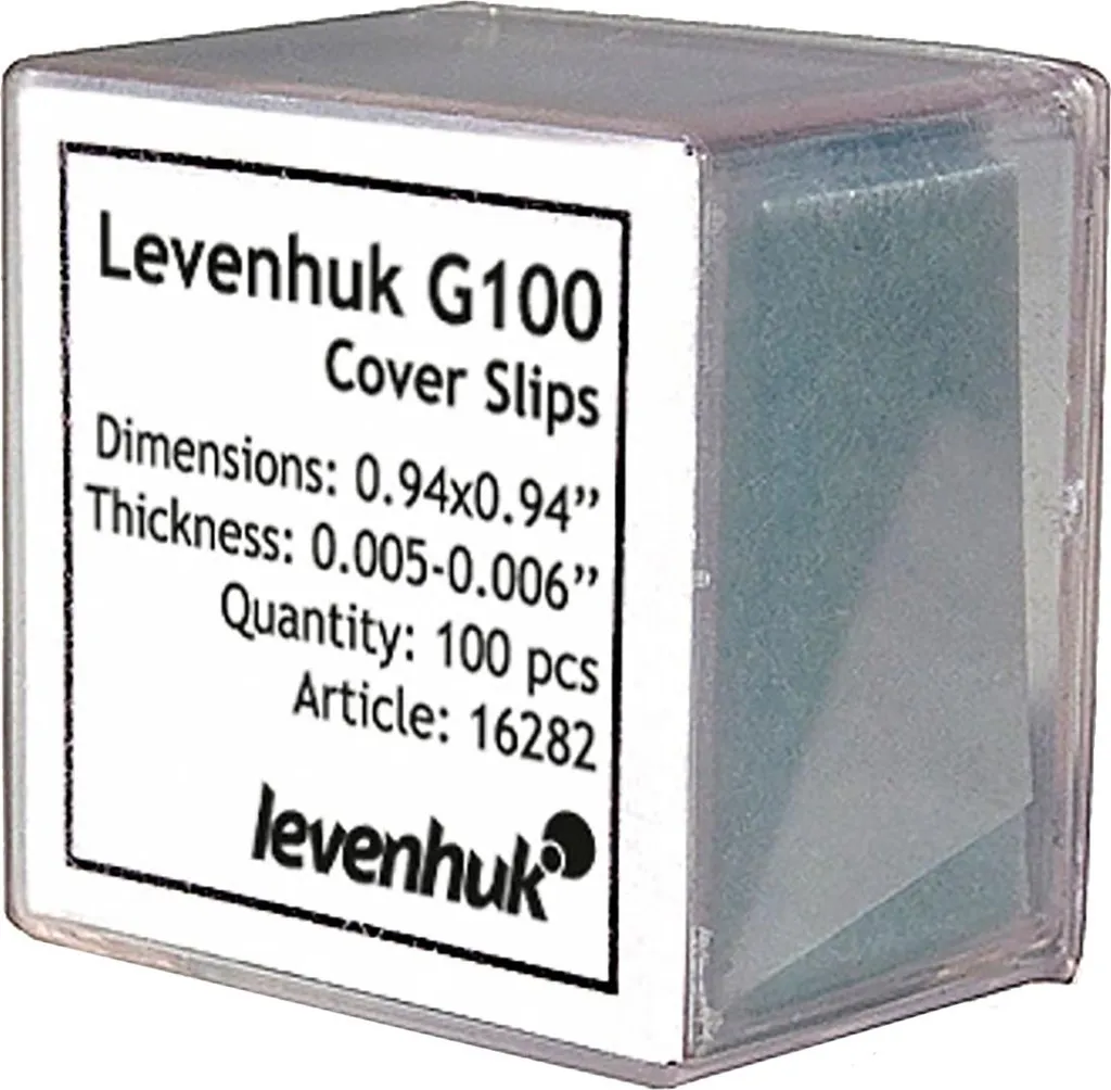 Lot de 100 lamelles 24x24 mm Levenhuk pour préparation de lames