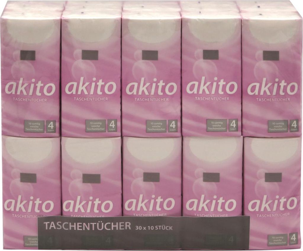 10 balení papierových vreckoviek akito 6010604, biele, Obrázok produktu 