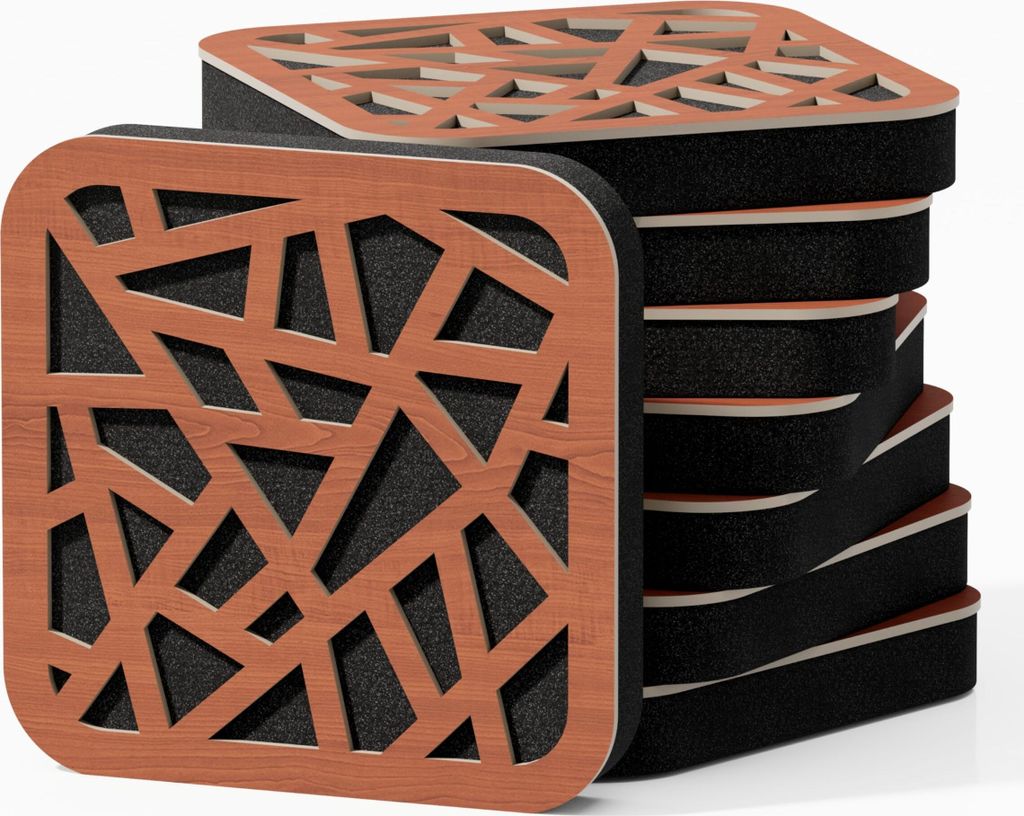 8er-Pack - Mini-Schallabsorptions-Diffus-Akustikplatte | 23 x 23 cm | Farbe: (Kirsche, AKAT)