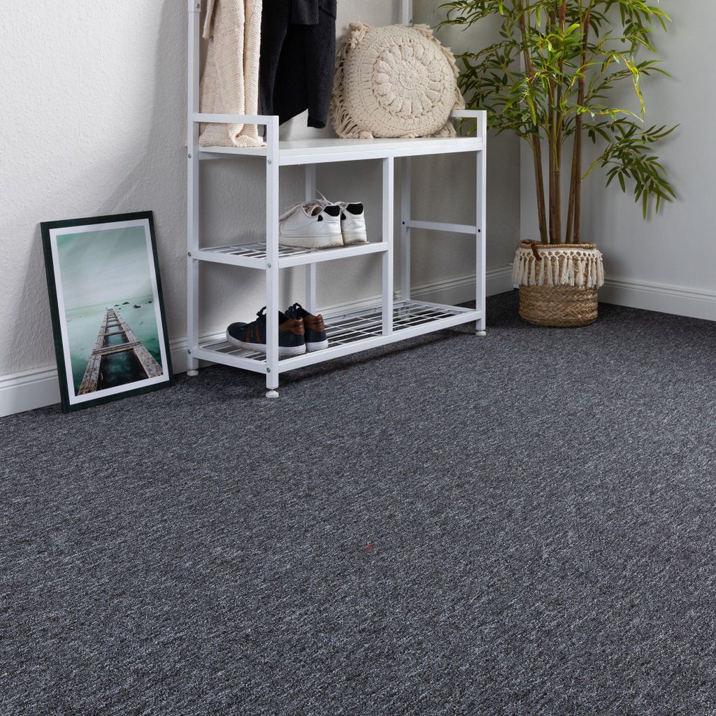 Steffensmeier Teppichboden Meddon Meterware | Auslegware für Kinderzimmer Wohnzimmer Schlafzimmer Anthrazit, Größe: 500x700 cm