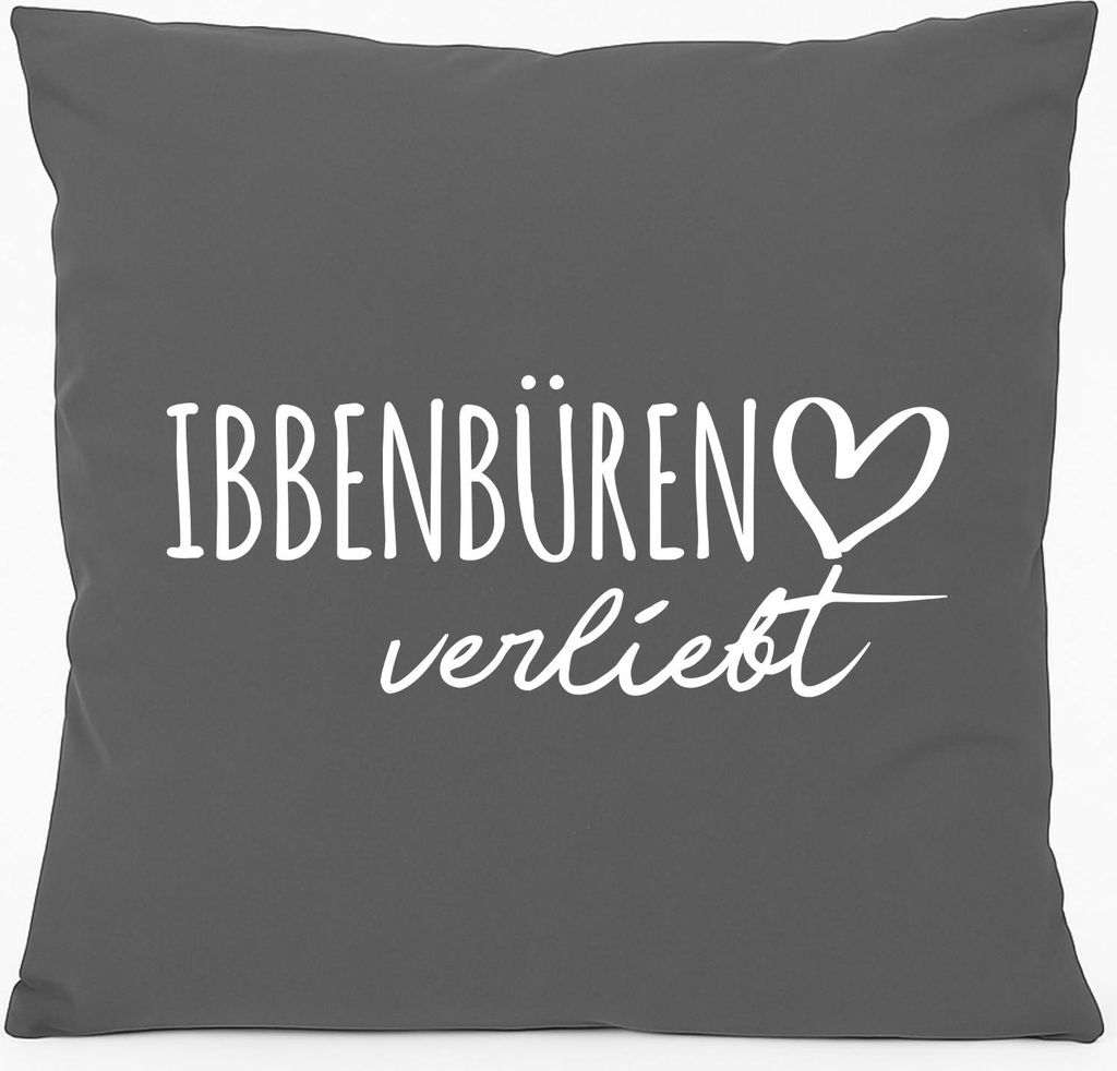Huuraa Kissen Ibbenbüren verliebt 40x40cm mit Füllung Steel Grey Baumwolle Dekokissen Geschenkidee