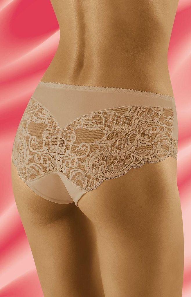 Wolbar Dame Slip Unterhose Spitze Unterwäsche WB432, Beige, S