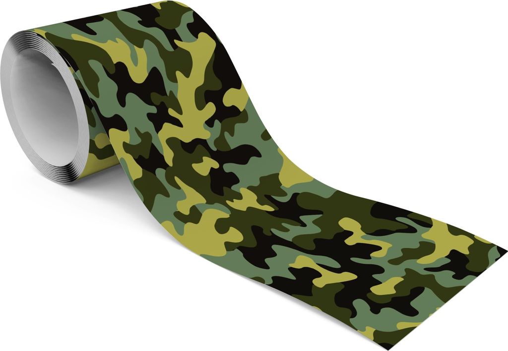 Muralo Selbstklebende Bordüre Tapetenbordüre grünes CAMOUFLAGE-MUSTER Wanddeko