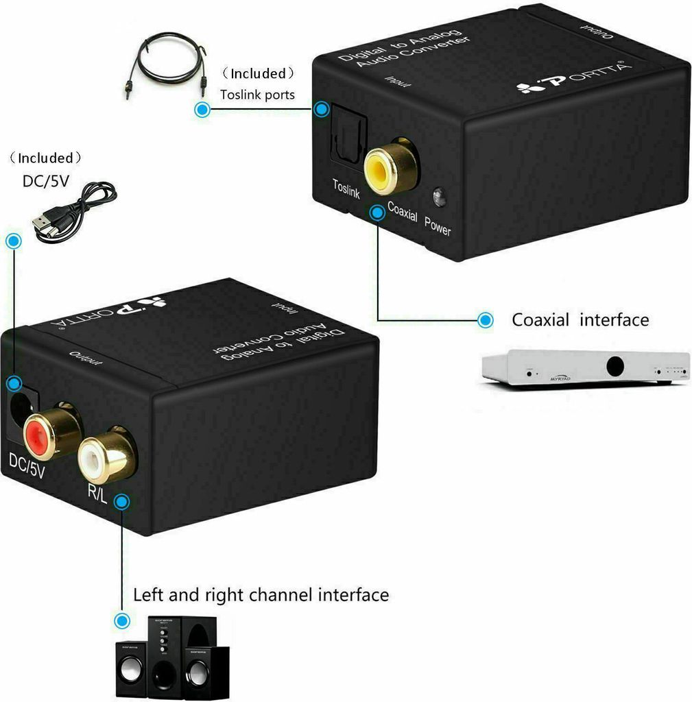 Optisch Koaxial Toslink Digital zu Analog Audio Konverter Produktbild 3