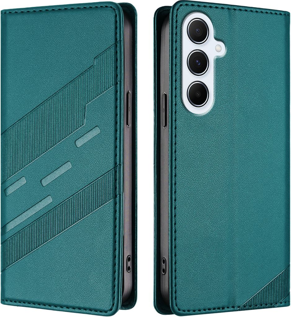 Hülle für Samsung Galaxy A26 5G, Kunstleder Brieftaschen Handyhülle mit Kartenfach und Standfunktion Grün