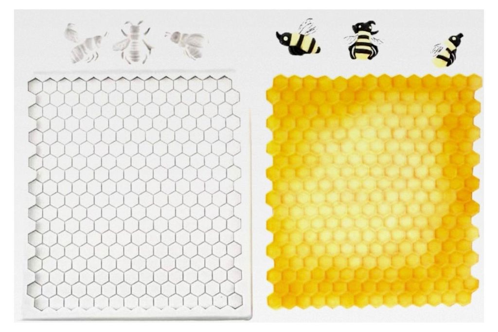 Silikonform für Waben, Bienenstock und Honigbienen-Designs - Erstellen Sie ansprechende Fondant-Kuchen, Schokoladen-Dekorationen und DIY Backprojekte