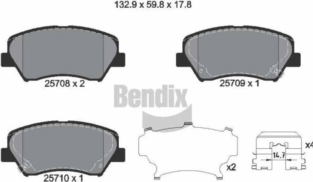 Plaquettes de frein silencieuses BENDIX BPD1365 pour i30 et Ceed