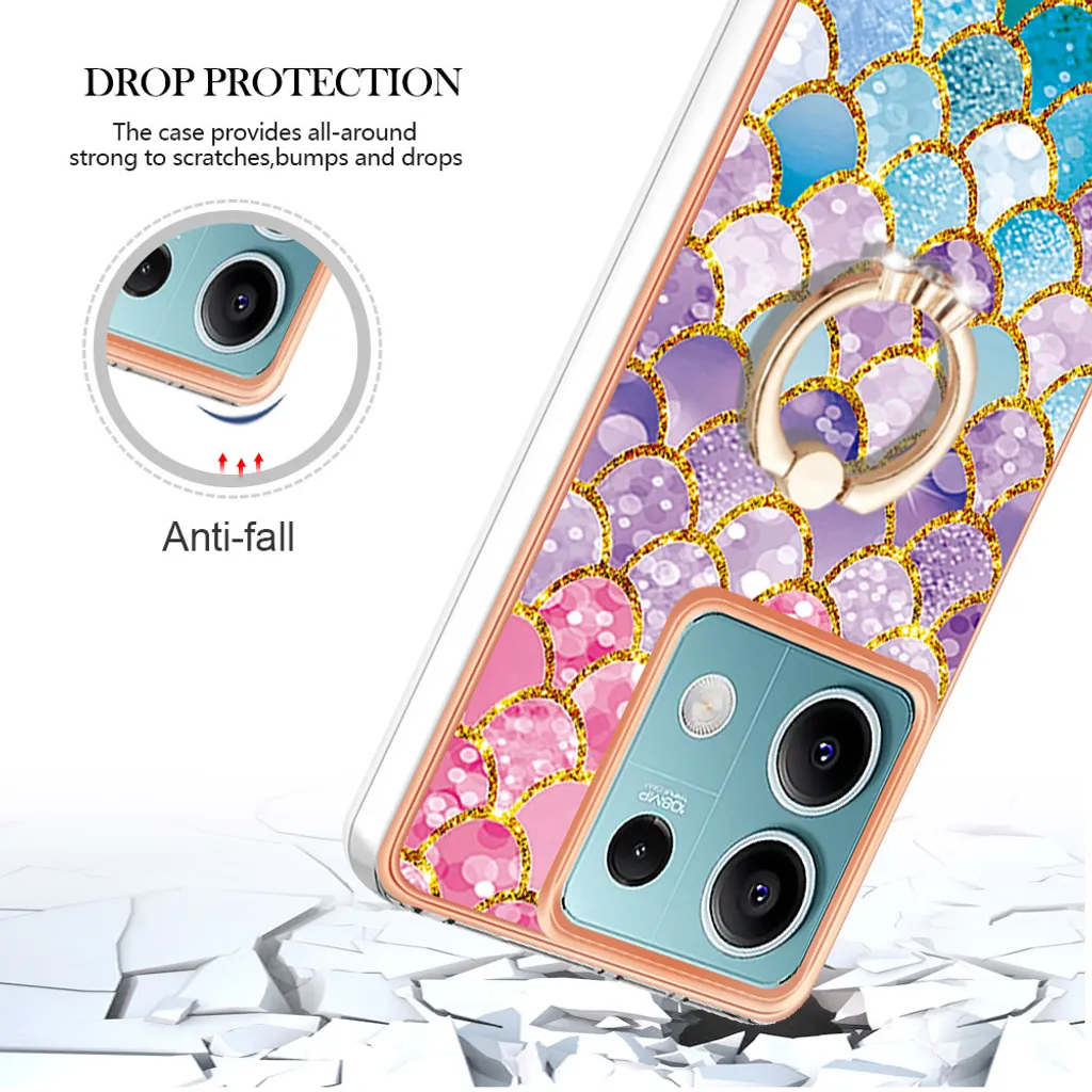 PEIYE Cover per Xiaomi Redmi Note 13 5G, Custodia Case con Anello 360° Rotante, Bordi in Silicone Morbido e Armor in PC Rigido, Antiurto, Compatibile con Supporto Magnetico, Nero