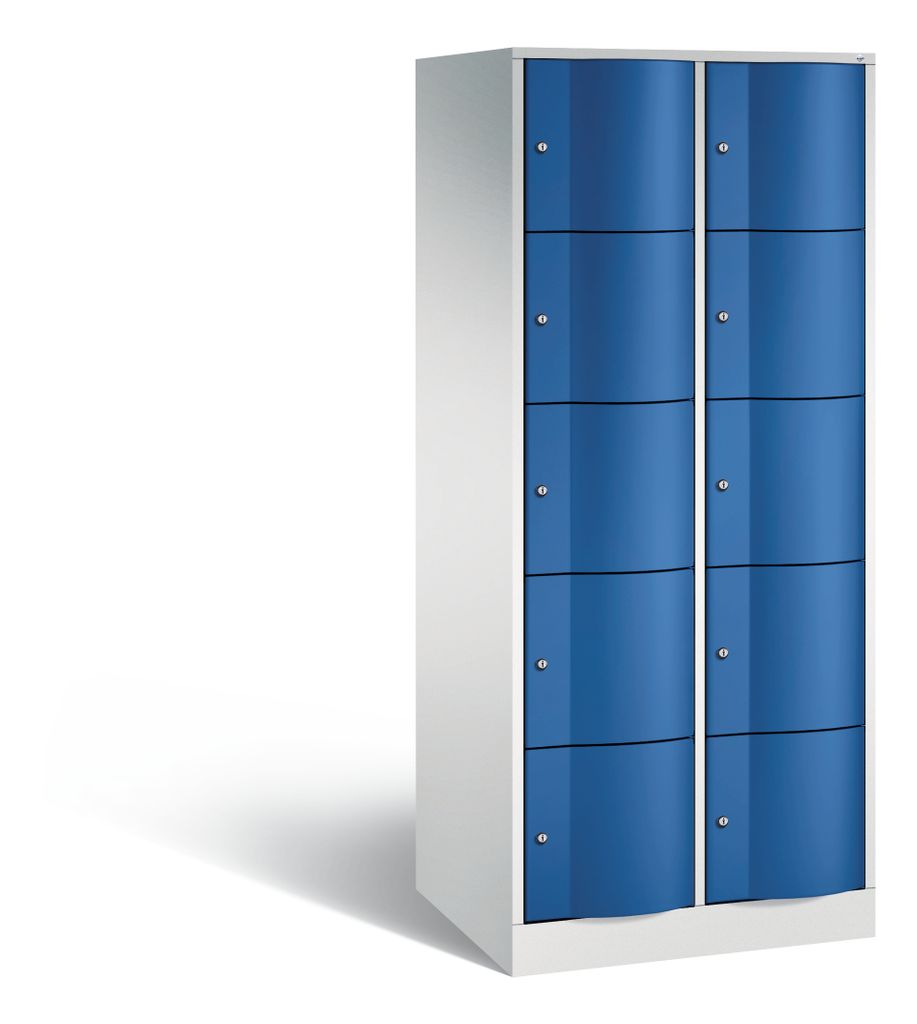 Wertfachschrank mit Spezialtüren, 2x5 Fächer, BxTxH 770x640x1950 mm, RAL 7035/5010