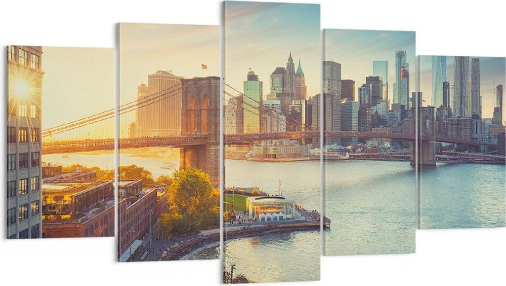 Bild auf Leinwand - Leinwandbild - New York Brücke - 160x85cm - Wand Bild - Wanddeko - Wandbilder - Leinwanddruck - Bilder - Kunstdruck - Wanddeko...