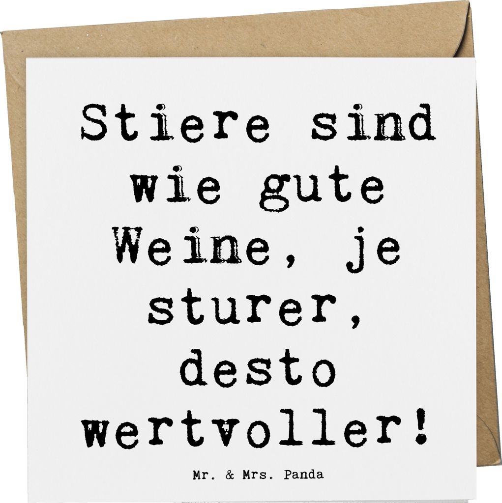 Mr. & Mrs. Panda Grußkarte Spruch Sturer Stier - Weiß - Geschenk, Tierkreiszeichen, Geschenke Astrologie, anlasskarte, Humor, doppelkarte, faltka...